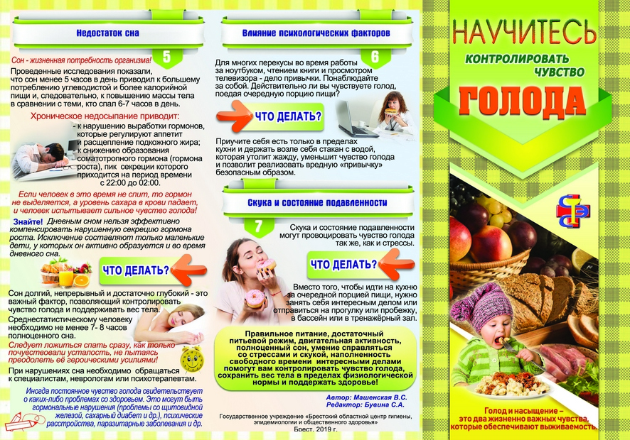 Научитесь контролировать чувство голода Буклет. Лицо3